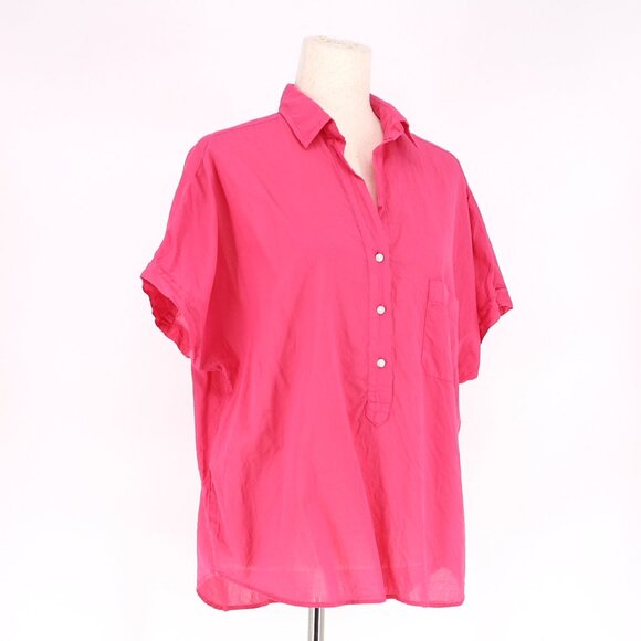 GRAYSON The Artist Short Sleeve Shirt Lightweight Cotton in Hot Pink Size 2/S - Picture 2 of 6